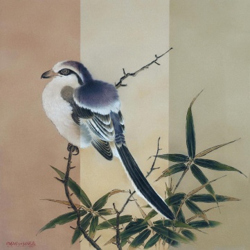 Lot0221 何森《宋朝的小鸟》 80x80cm  2013   估价：5-8万
