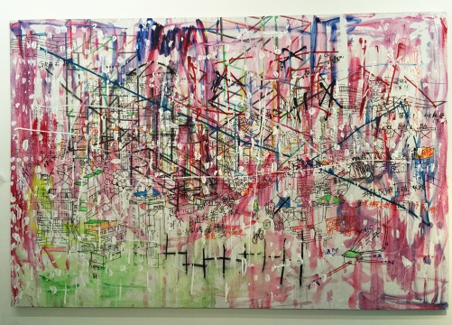 何俊彦  《GREE14》 布上综合材料   200x300cm  2014—2015
