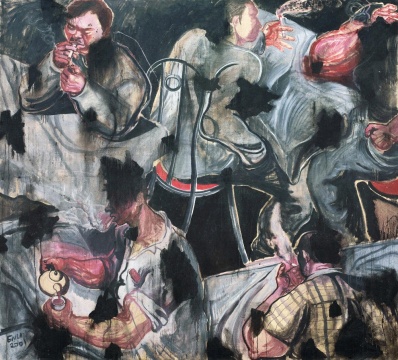 Lot 1597  张恩利《吸烟》 200 × 220cm  布面油画   估价：500-700万
