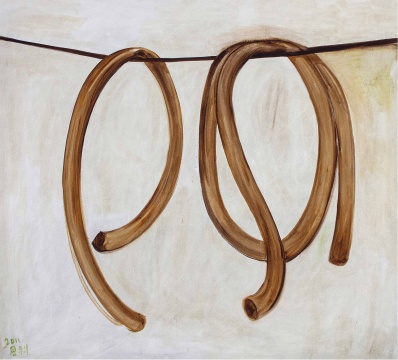 Lot 2577  张恩利《二根皮管》200×220cm 布面油画 2011  估价：120-150万元
