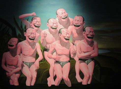 岳敏君《闲云野鹤之十》220×300cm 布面油画 2004
