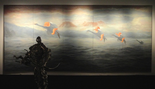 方力钧《2004/2006.5.1》 175×400cm 布面油画 2004
