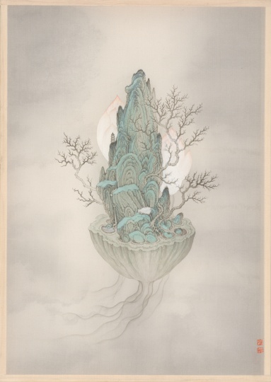 廖星君 《妙法莲华》系列 30×42cm 水墨绢本 2015
