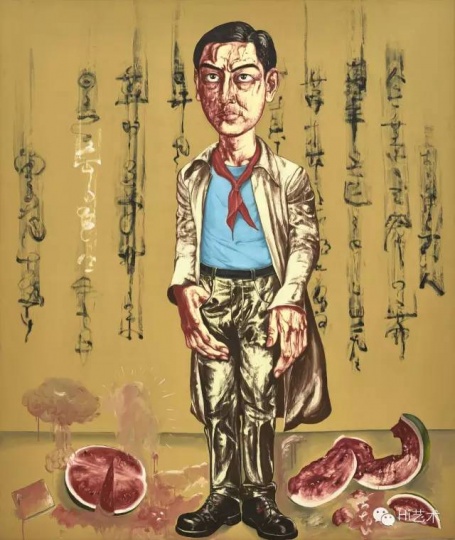 Lot1073 曾梵志《自画像》 200×169cm布面油画 1996 估价：2500至3500万港元
