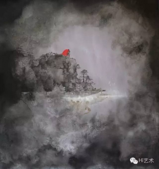 何振华《渡江计划2015之十九》78×73cm 丝面水墨 2015
