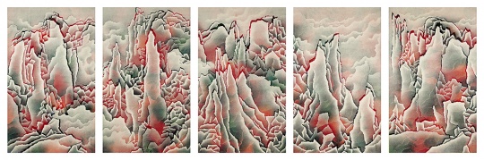  

仇德树 《烈变-山景（五联作）》 210×125.5cm×5  水墨、压克力纸本  2005 成交价：81.25万港币  由亚洲艺商竞得
