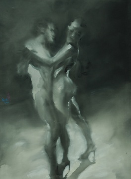 冯斌 《2012黑白探戈之二》 136 X 100 cm  丙烯，亚麻布 2012
