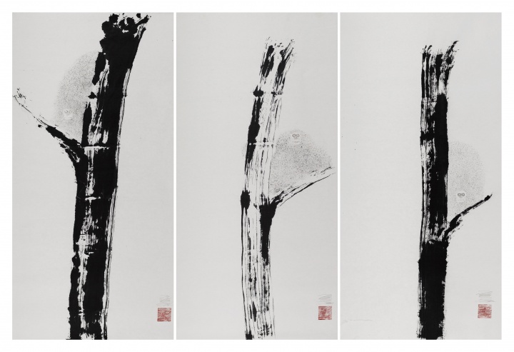 《九猿图》（局部） 纸本水墨  200×1000cm 2015
