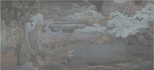 郝量 《潇湘八景—寰宇》 387×184cm 绢本水墨 2016
