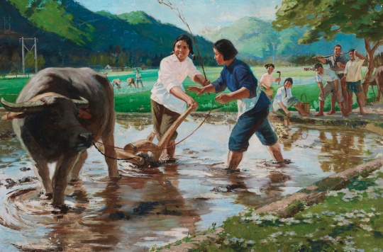 胡建成 《折射》 111×147cm 布面油画 1993

成交价：172.5万元（估价：150万-250万元，据推测由泰康竞得）

 

 

拍卖结束后，中国嘉德中国二十世纪及当代艺术总经理李艳锋表示“夜场的成交超乎预期”。据了解，中国嘉德今年的春拍原定于5月举行，后来由于不可抗力将拍卖时间推后一个月，甚至日期和北京诚轩的现当代拍卖“撞车”，但李艳锋表示：“嘉德采取了主动出击的策略，把多出的时间用来增加巡展，变劣势为优势。和往年相比，今年是招商、巡展是最充分的一次。恰好此时正赶上中国美术馆进行的川美大展，这也把《春蚕》融入了同期的语境中，这是可遇不可求的，这次参与的藏家也都去看了川美大展……所以我们更加确信，学术引领市场是一件具体的事。”

 

 

多方藏家助力，日场都有哪些看点？

 

 

日场的封面作品为陈箴的《持续不断的声音》，早在2011年，陈箴这一系列的另一件作品在香港苏富比的“尤伦斯重要艺术收藏”专场中上拍，并以158万港元成交。此次这件《持续不断的声音》最终以333.5万元成交，同时刷新艺术家个人拍卖纪录。
