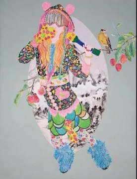 谭变《简简单单 No.3》130×100cm,布面彩铅,2007
