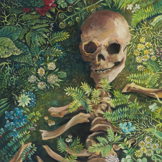 Skull in Grass 2014 布面油画 50×50cm
