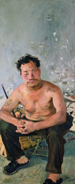 《卖桃人》 160X65CM 布面油画 2003
