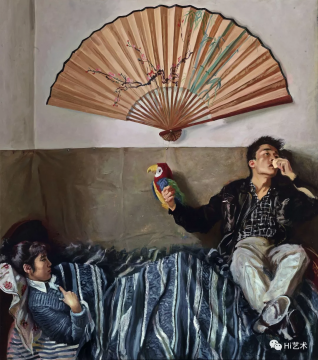 赵半狄 《鹦鹉与扇子》 200×175cm 布面油画 1990

成交价：1380万元

估价：1200万-1800万元，2019中国嘉德春拍
