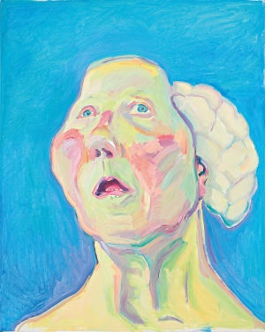 玛利亚·拉斯尼克(Maria Lassnig 1919-2014)  《带脑子的女人》 125×100cm 布面油画 1990 ©Maria Lassnig Foundation
