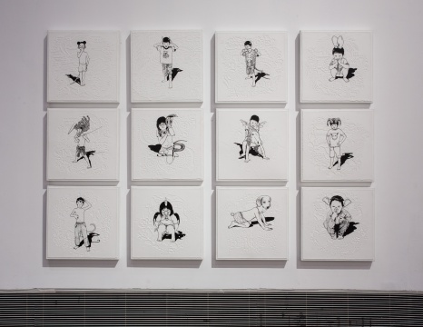 周珠旺《12生肖》65×65cm  （共12张）2011 亚克力颜料 画布  
