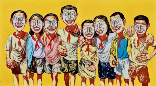 曾梵志 《面具系列 1996 No. 6》  199×358.6cm 油彩 画布 1996
