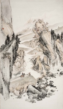 关山月 《祁连风情》镜框 设色纸本 189×111cm
