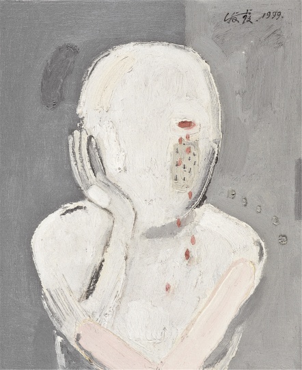 陈淑霞《哭泣1999》31×25.5cm 布面油画 1999
