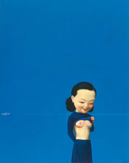 刘野《蓝》80×100cm 布面油画、亚克力彩 2002
成交价：1752.5万港元
2019佳士得香港秋拍
