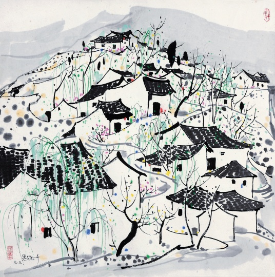 吴冠中 《山村》68×68cm 纸本彩墨 1993

估价：350万-550万元

北京永乐2021春拍“生命的风景——吴冠中作品专场”
