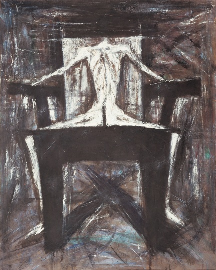 《靠背椅上的白色人体》 101×81cm 布面油画 1989

 
