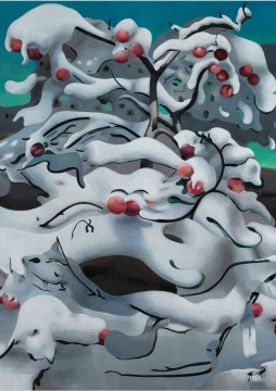 张文钦，《被雪覆盖的果树 23-8》，2023，布面油画，260 × 200 cm，X美术馆藏
